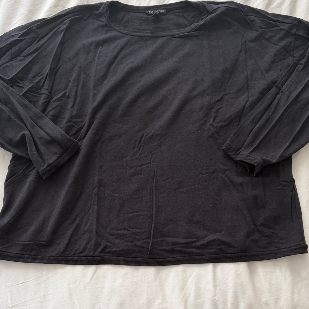 Eileen Fisher Classic Black Knit Top size 1X